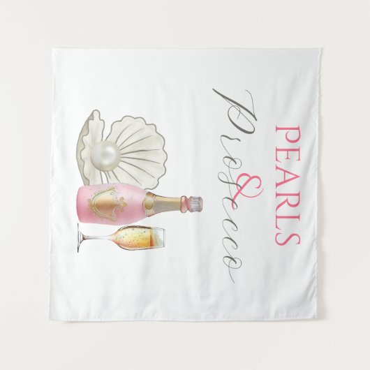 Perlen und Prosecco-rosa Brautparty Wandteppich (Vorderseite (Horizontal))