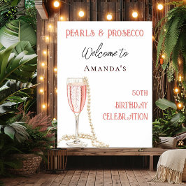 Perlen und Prosecco-Rosa Geburtstagsgeschenk Poster