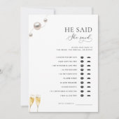 Perlen und Prosecco sagte er sagte, sie sagte Dusc Einladung (Vorderseite)