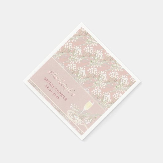 Perlen und Prosecco Säuglinge Brautparty Serviette (Ecke)