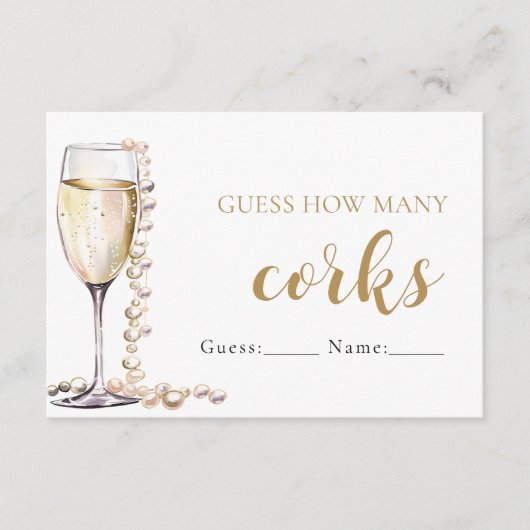 Perlen und Prosecco schätzen, wie viele Corks Spie Begleitkarte (Vorderseite)