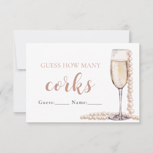 Perlen und Prosecco schätzen, wie viele Corks Spie Einladung (Vorderseite)