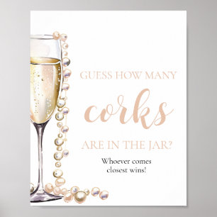 Perlen und Prosecco schätzen, wie viele Corks Spie Poster