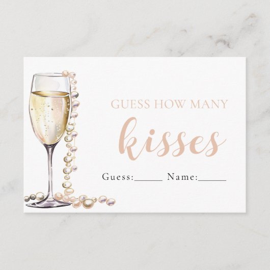 Perlen und Prosecco schätzen, wie viele Kisses Gam Begleitkarte (Vorderseite)