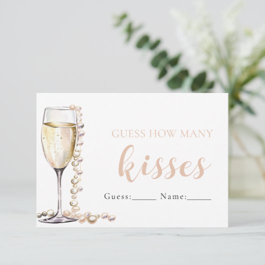 Perlen und Prosecco schätzen, wie viele Kisses Gam Einladung (Stehend Vorderseite)