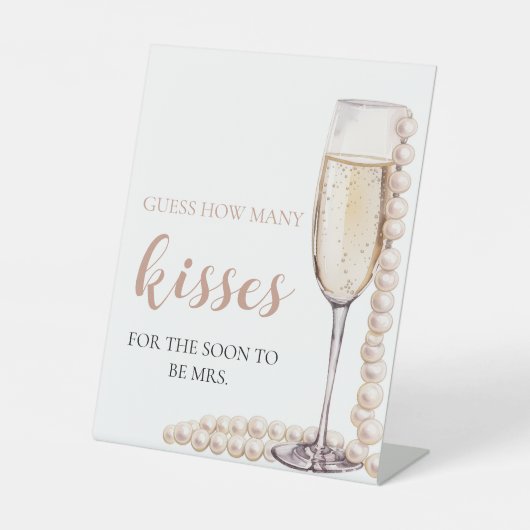 Perlen und Prosecco schätzen, wie viele Kisses Gam Sockelschild (Vorderseite)