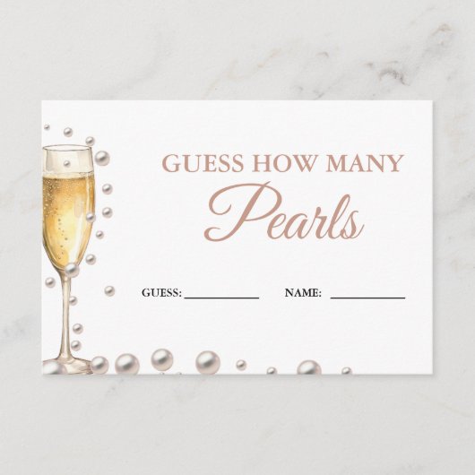 Perlen und Prosecco schätzen, wie viele Perlen spi Begleitkarte (Vorderseite)