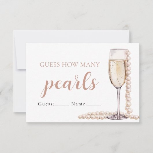 Perlen und Prosecco schätzen, wie viele Perlen spi Einladung (Vorderseite)