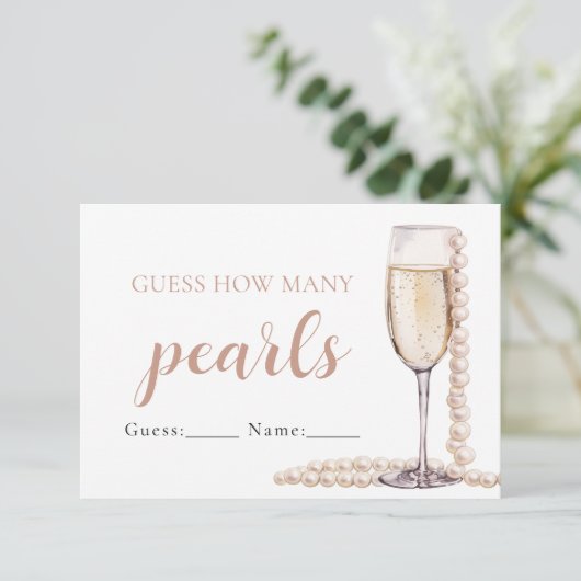 Perlen und Prosecco schätzen, wie viele Perlen spi Einladung (Stehend Vorderseite)