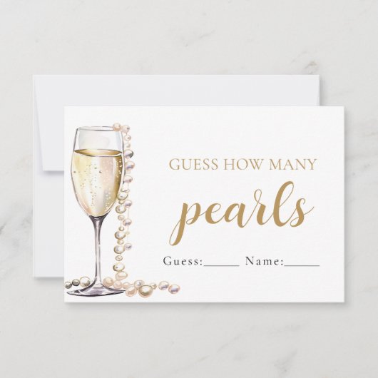 Perlen und Prosecco schätzen, wie viele Perlen spi Einladung (Vorderseite)