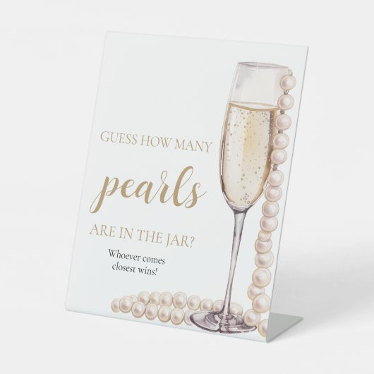 Perlen und Prosecco schätzen, wie viele Perlen spi Sockelschild (Vorderseite)