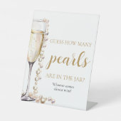 Perlen und Prosecco schätzen, wie viele Perlen spi Sockelschild (Vorderseite)
