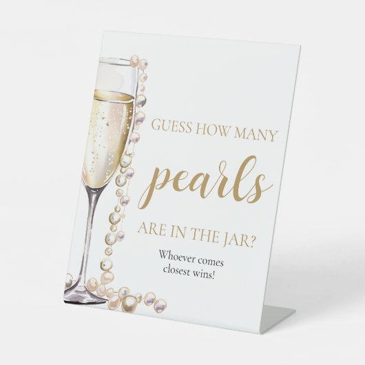 Perlen und Prosecco schätzen, wie viele Perlen spi Sockelschild (Vorderseite)