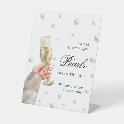 Perlen und Prosecco schätzen, wie viele Perlen spi Sockelschild (Vorderseite)