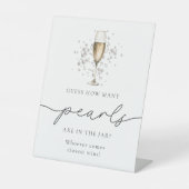 Perlen und Prosecco schätzen, wie viele Perlen spi Sockelschild (Vorderseite)