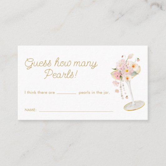 Perlen und Prosecco schätzen, wie viele Perlen spi Visitenkarte (Vorderseite)