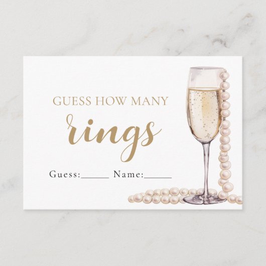 Perlen und Prosecco schätzen, wie viele Ringe spie Begleitkarte (Vorderseite)