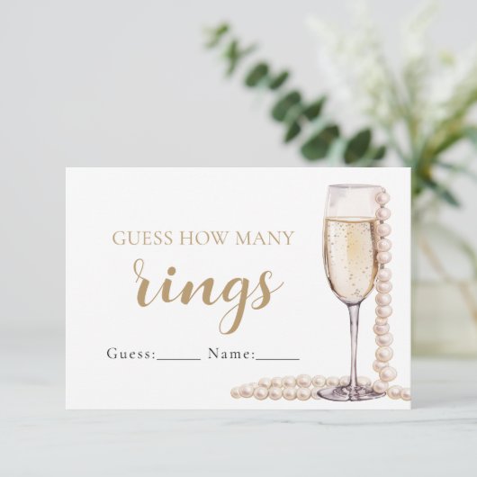 Perlen und Prosecco schätzen, wie viele Ringe spie Begleitkarte (Stehend Vorderseite)