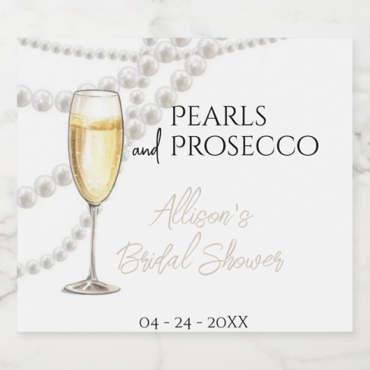 Perlen und Prosecco Schaumweinetikett (Einzelnes Label)