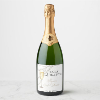 Perlen und Prosecco Schaumweinetikett