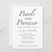 Perlen und Prosecco | Schwarz-Weiß-Brautparty Einladung (Vorderseite)