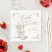 Perlen und Prosecco Weiße Bogen Brautparty Serviette (Beispiel)