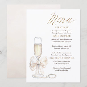 Perlen und Prosecco Whimsical Chic-Menükarten Menükarte