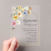 Perlen und Prosecco Wildblume Boho Brautparty Acryleinladungen (Insitu (Handheld))