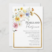 Perlen und Prosecco Wildblume Boho Brautparty Einladung (Vorderseite)