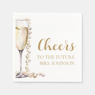 Perlen und Prosecco Zukunft Frau Brautparty Serviette