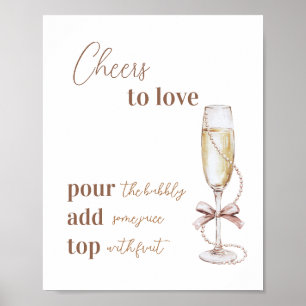 Perlen und Prosecco zum Liebe Brautparty Poster