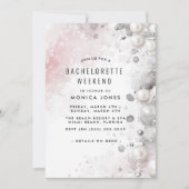 Perlen und rosa Bachelorette Wochenende Party Einladung (Vorderseite)