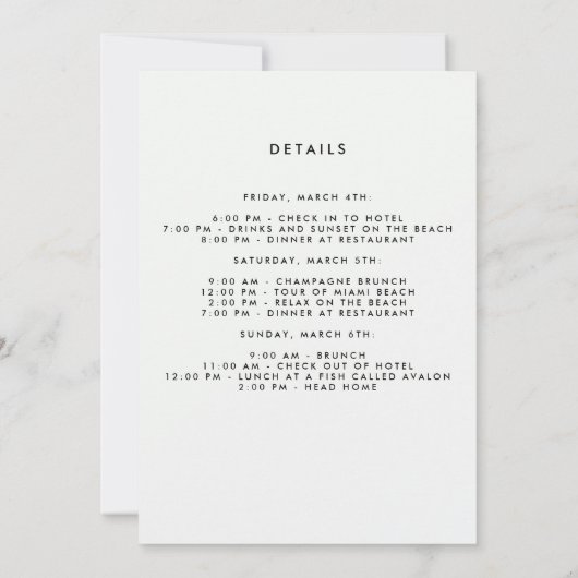 Perlen und rosa Bachelorette Wochenende Party Einladung (Rückseite)