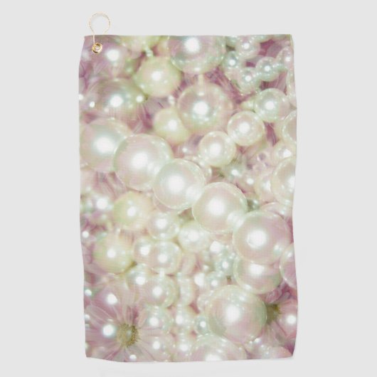Perlen und rosa Daisy Golfhandtuch (Vorderseite)
