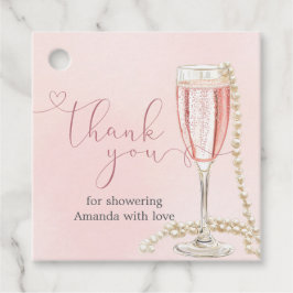 Perlen und rosa Prosecco-Brautparty Geschenkanhänger