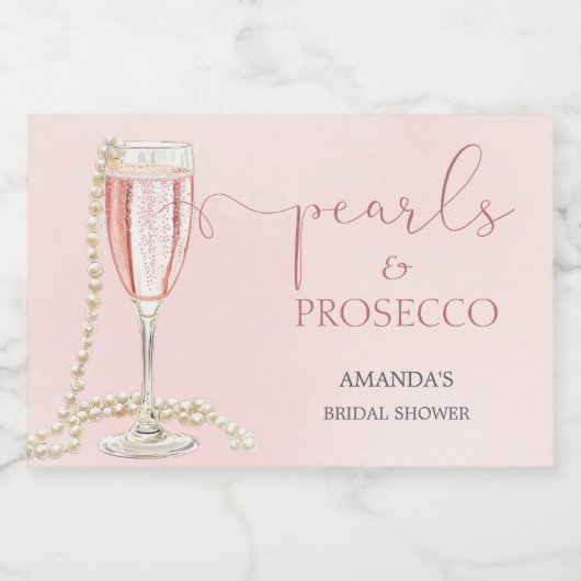 Perlen und rosa Prosecco-Brautparty Schaumweinetikett (Einzelnes Label)