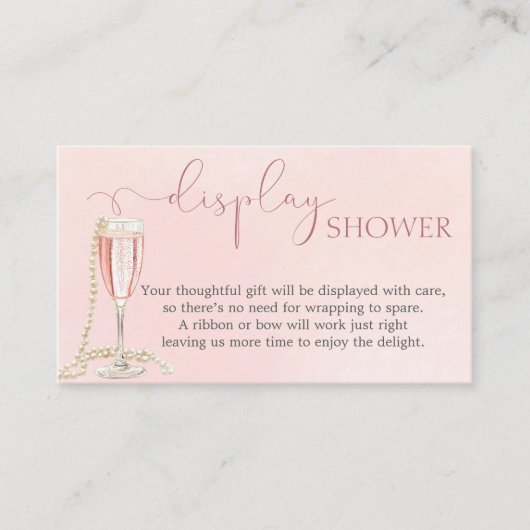 Perlen und rosa Prosecco Bridal Display Dusche Begleitkarte (Vorderseite)