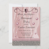 Perlen und rosa Silk Retirement Party Einladung (Vorderseite)