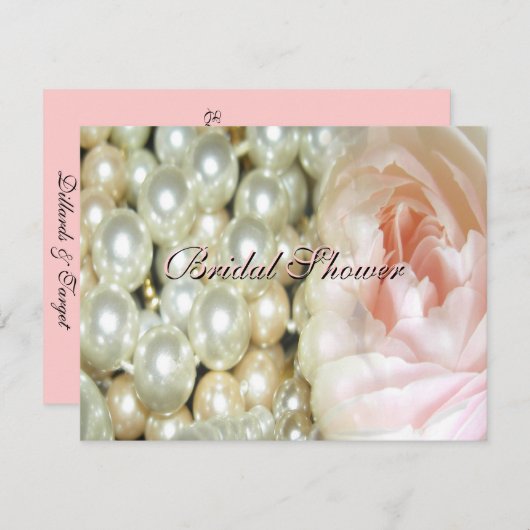 Perlen und Rose Bridal Dusche Einladung (Vorne/Hinten)