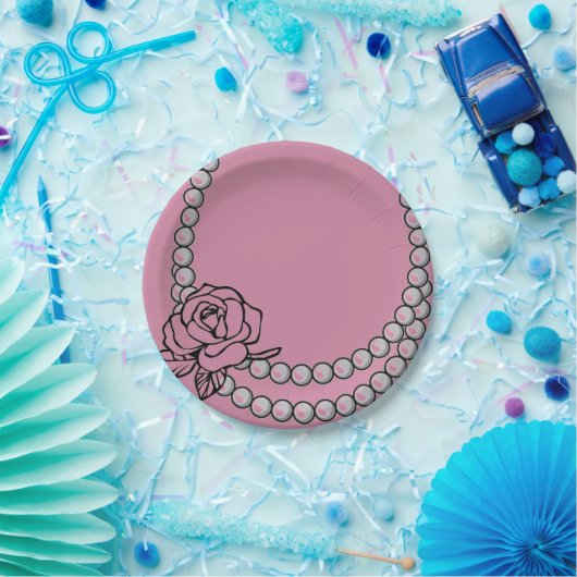 Perlen-und Rosen-Halsketten-Papierplatte Pappteller (Party)