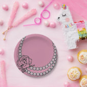 Perlen-und Rosen-Halsketten-Papierplatte Pappteller (Party)