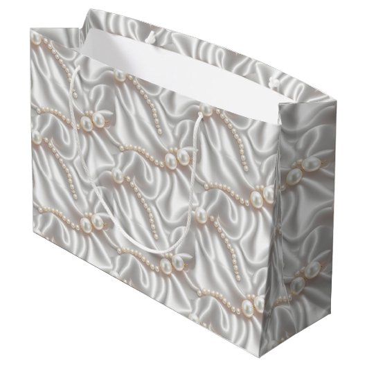 Perlen und Satin Große Geschenktüte (Rückseite Schrägansicht)