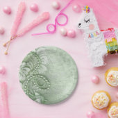 Perlen und Spitze, die | tadelloses Grün Wedding Pappteller (Party)