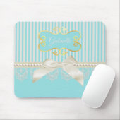 Perlen und Spitzen Aqua Streifen Creme Bow mit Nam Mousepad (Mit Mouse)
