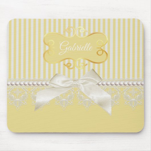 Perlen und Spitzen Gold Streifen Elfenbeinkühe mit Mousepad (Vorne)