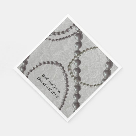 Perlen und Spitzen Hochzeitspapier Napkins Serviette (Ecke)