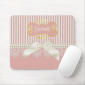 Perlen und Spitzen Pink Streifen Cream Bow und Nam Mousepad (Mit Mouse)