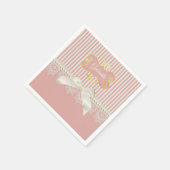 Perlen und Spitzen Pink Streifen Cream Bow und Nam Serviette (Ecke)