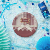 Perlen und spitzen rote Streifen, Bow und Name Pappteller (Party)