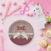 Perlen und spitzen rote Streifen, Bow und Name Pappteller (Party)